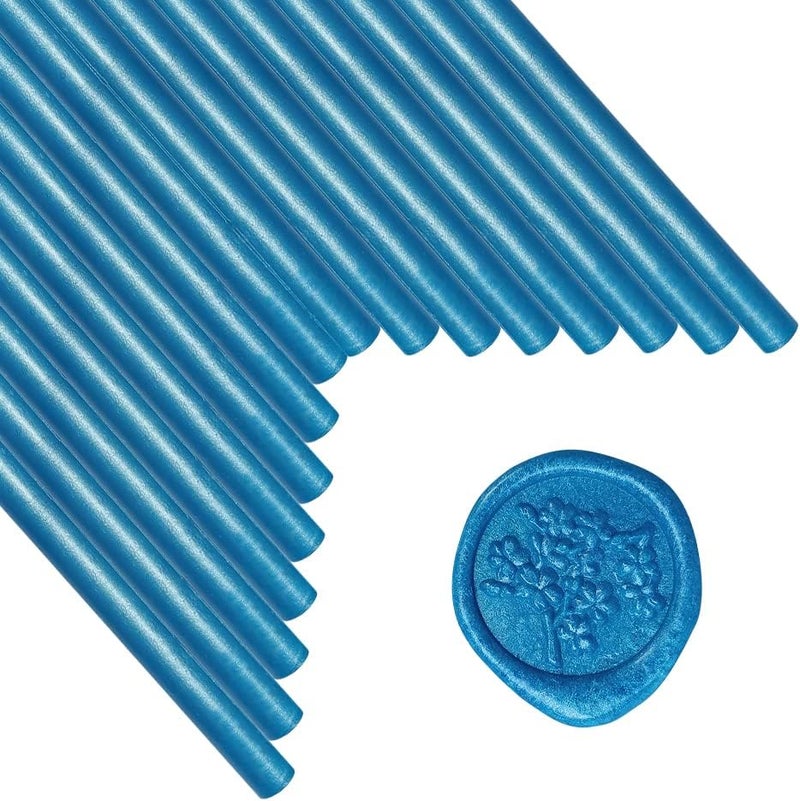 ANBOSE Wax Seal Sticks, 16 Pieces Glue Gun Sealing Wax Sticks for Wax Seal Stamp, Blue Wax Seal Stick for 0.44 Inch Glue Gun, for Wedding Invitations, Cards, Envelopes - Image 1